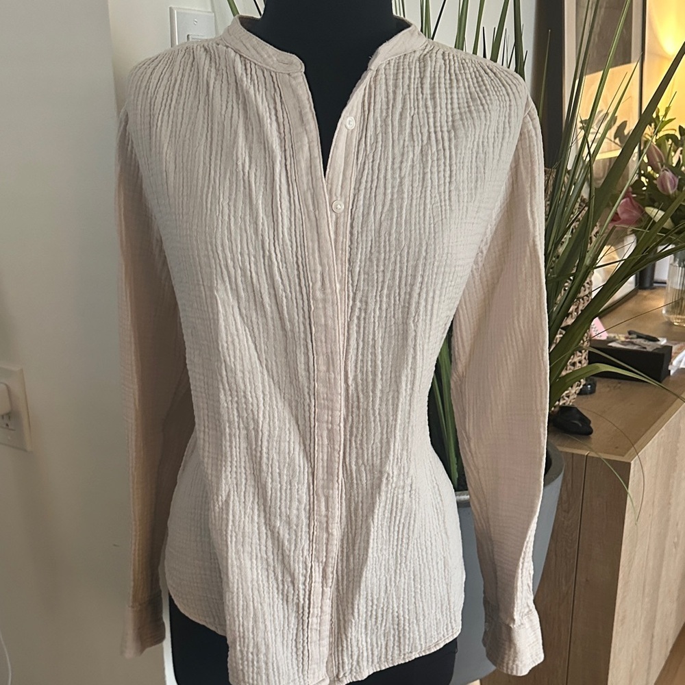 GAP Women's Cream Gauze like Button-Up Blouse - XL